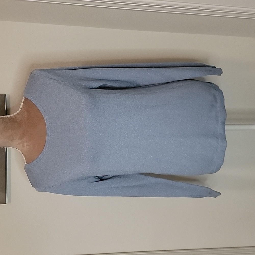 Chicos Size 0 (S), Light Blue with Metallic Threads Sweater, EUC